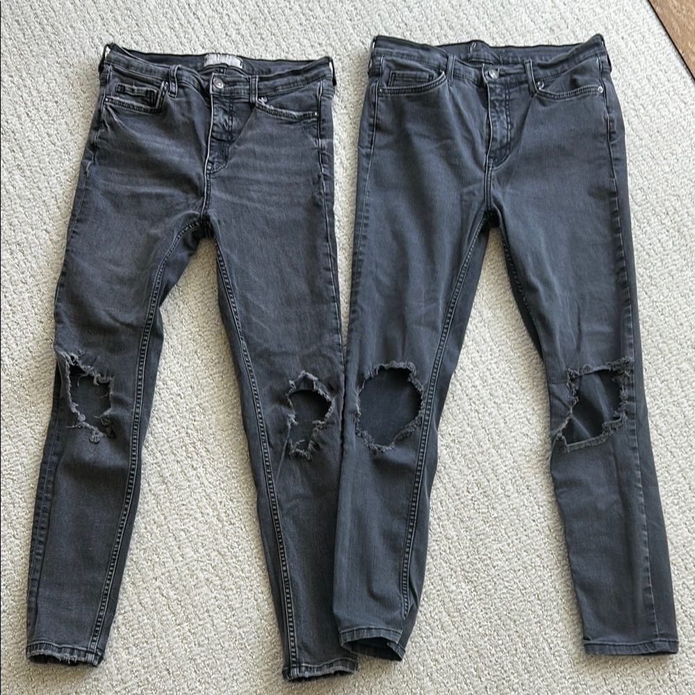 We The Free Gray Skinny Distressed Jeans